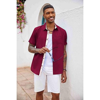 COOFANDY Men' Button Down Shirts Short Sleeve Casual Shirts Summer Beach Shirts Vacation Wedding