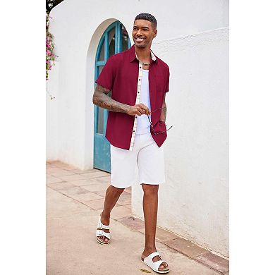 COOFANDY Men' Button Down Shirts Short Sleeve Casual Shirts Summer Beach Shirts Vacation Wedding