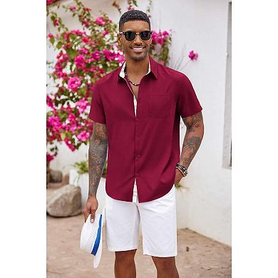 COOFANDY Men' Button Down Shirts Short Sleeve Casual Shirts Summer Beach Shirts Vacation Wedding