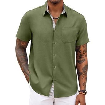 COOFANDY Men' Button Down Shirts Short Sleeve Casual Shirts Summer Beach Shirts Vacation Wedding
