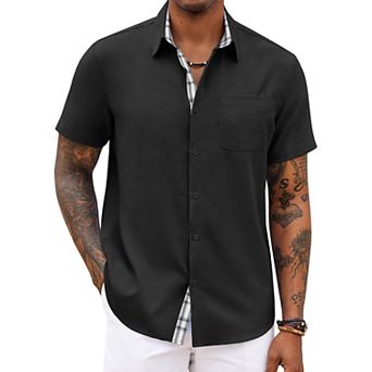 COOFANDY Men' Button Down Shirts Short Sleeve Casual Shirts Summer Beach Shirts Vacation Wedding