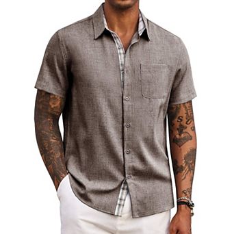 COOFANDY Men' Button Down Shirts Short Sleeve Casual Shirts Summer Beach Shirts Vacation Wedding