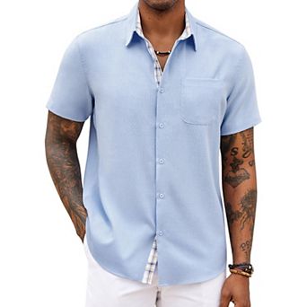 COOFANDY Men' Button Down Shirts Short Sleeve Casual Shirts Summer Beach Shirts Vacation Wedding
