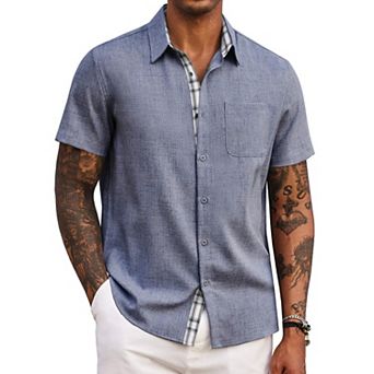 COOFANDY Men' Button Down Shirts Short Sleeve Casual Shirts Summer Beach Shirts Vacation Wedding