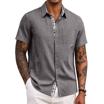 COOFANDY Men' Button Down Shirts Short Sleeve Casual Shirts Summer Beach Shirts Vacation Wedding