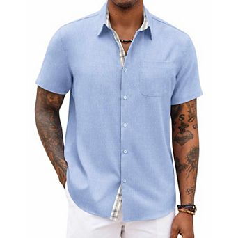 COOFANDY Men' Button Down Shirts Short Sleeve Casual Shirts Summer Beach Shirts Vacation Wedding