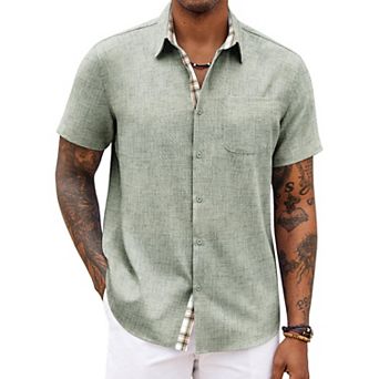 COOFANDY Men' Button Down Shirts Short Sleeve Casual Shirts Summer Beach Shirts Vacation Wedding