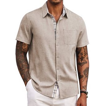 COOFANDY Men' Button Down Shirts Short Sleeve Casual Shirts Summer Beach Shirts Vacation Wedding