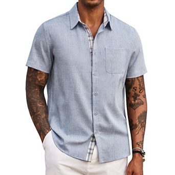 COOFANDY Men' Button Down Shirts Short Sleeve Casual Shirts Summer Beach Shirts Vacation Wedding