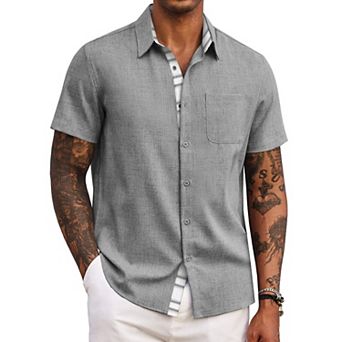 COOFANDY Men' Button Down Shirts Short Sleeve Casual Shirts Summer Beach Shirts Vacation Wedding