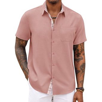 COOFANDY Men' Button Down Shirts Short Sleeve Casual Shirts Summer Beach Shirts Vacation Wedding