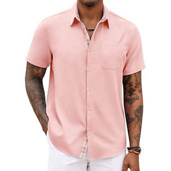 COOFANDY Men' Button Down Shirts Short Sleeve Casual Shirts Summer Beach Shirts Vacation Wedding