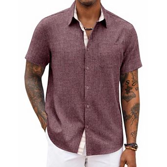 COOFANDY Men' Button Down Shirts Short Sleeve Casual Shirts Summer Beach Shirts Vacation Wedding