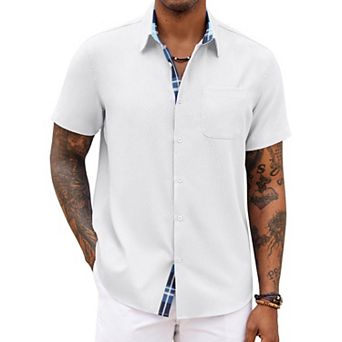 COOFANDY Men' Button Down Shirts Short Sleeve Casual Shirts Summer Beach Shirts Vacation Wedding