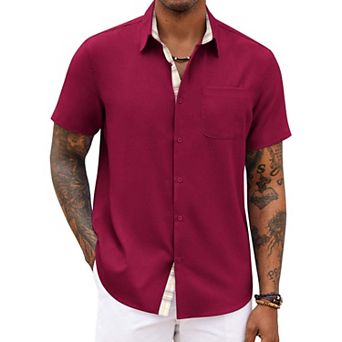 COOFANDY Men' Button Down Shirts Short Sleeve Casual Shirts Summer Beach Shirts Vacation Wedding