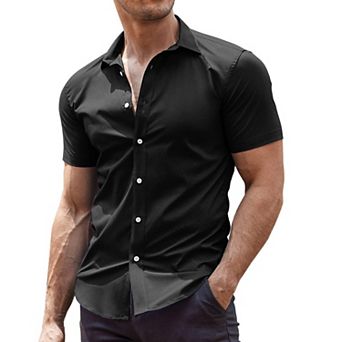COOFANDY Men' Casual Shirt Short Sleeve Button Down Slim Fit Shirt for Men