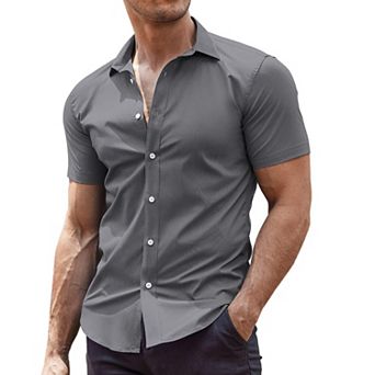 COOFANDY Men' Casual Shirt Short Sleeve Button Down Slim Fit Shirt for Men