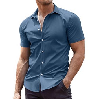 COOFANDY Men' Casual Shirt Short Sleeve Button Down Slim Fit Shirt for Men