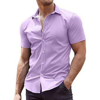 COOFANDY Men' Casual Shirt Short Sleeve Button Down Slim Fit Shirt for Men
