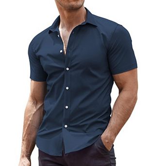COOFANDY Men' Casual Shirt Short Sleeve Button Down Slim Fit Shirt for Men