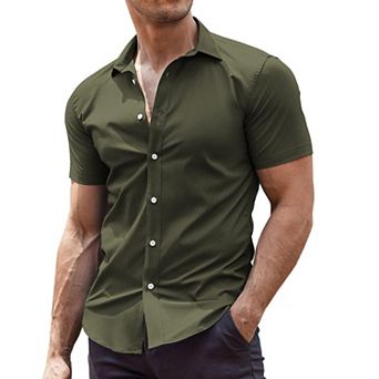 COOFANDY Men' Casual Shirt Short Sleeve Button Down Slim Fit Shirt for Men