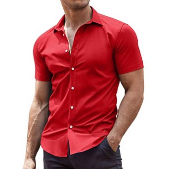 COOFANDY Men' Casual Shirt Short Sleeve Button Down Slim Fit Shirt for Men
