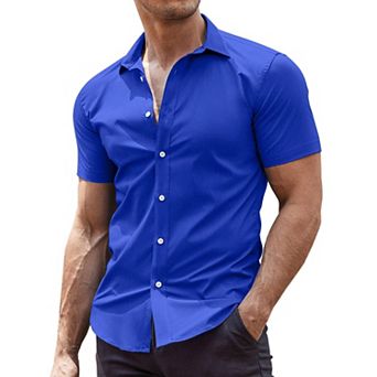 COOFANDY Men' Casual Shirt Short Sleeve Button Down Slim Fit Shirt for Men