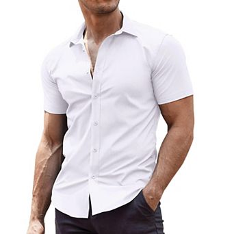 COOFANDY Men' Casual Shirt Short Sleeve Button Down Slim Fit Shirt for Men