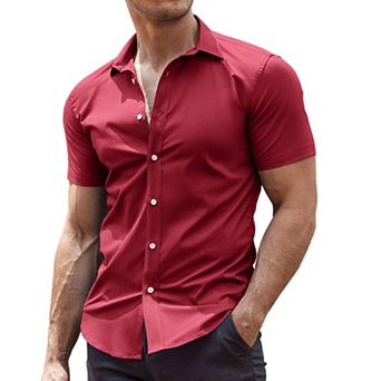 COOFANDY Men' Casual Shirt Short Sleeve Button Down Slim Fit Shirt for Men
