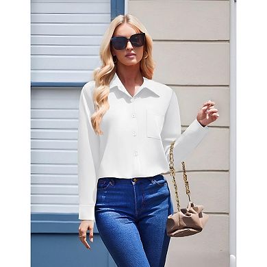 Zeagoo Women's Business Casual Button Down Floral Shirts, Long Sleeve Work Tops