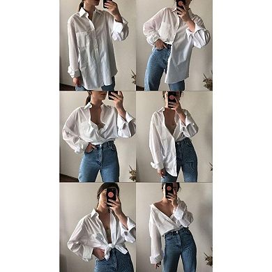 Zeagoo Women's Business Casual Button Down Floral Shirts, Long Sleeve Work Tops