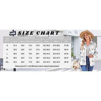 Zeagoo Women's Business Casual Button Down Floral Shirts, Long Sleeve Work Tops