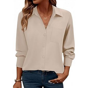 Zeagoo Women's Business Casual Button Down Floral Shirts, Long Sleeve Work Tops