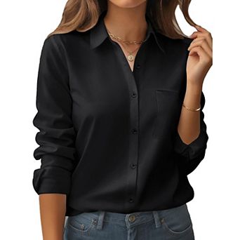 Zeagoo Women's Business Casual Button Down Floral Shirts, Long Sleeve Work Tops