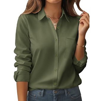 Zeagoo Women's Business Casual Button Down Floral Shirts, Long Sleeve Work Tops