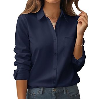 Zeagoo Women's Business Casual Button Down Floral Shirts, Long Sleeve Work Tops
