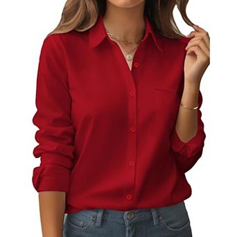 Zeagoo Women's Business Casual Button Down Floral Shirts, Long Sleeve Work Tops