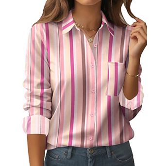 Zeagoo Women's Business Casual Button Down Floral Shirts, Long Sleeve Work Tops