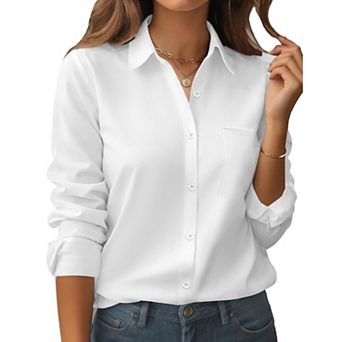 Zeagoo Women's Business Casual Button Down Floral Shirts, Long Sleeve Work Tops