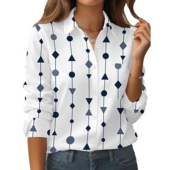 Zeagoo Women's Business Casual Button Down Floral Shirts, Long Sleeve Work Tops