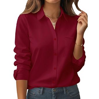 Zeagoo Women's Business Casual Button Down Floral Shirts, Long Sleeve Work Tops