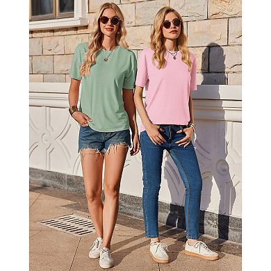 Zeagoo Women's Comfy Casual Crew Neck T-Shirts 2 Pack Short Sleeve Tops