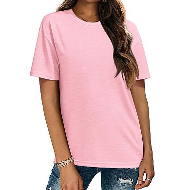 Zeagoo Women's Comfy Casual Crew Neck T-Shirts 2 Pack Short Sleeve Tops