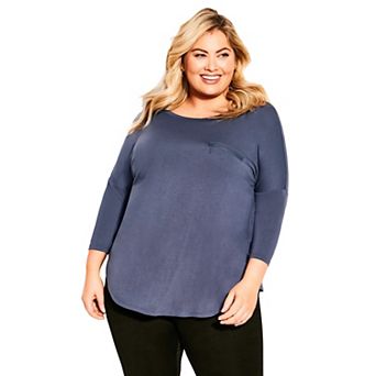 Avenue Women's Plus Size Neela Zip Plain Top