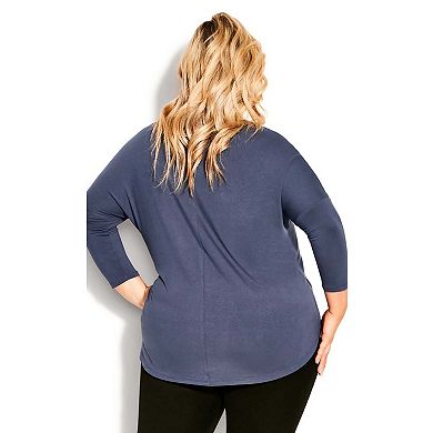 Avenue Women's Plus Size Neela Zip Plain Top