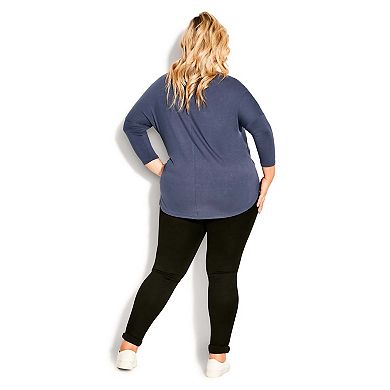 Avenue Women's Plus Size Neela Zip Plain Top