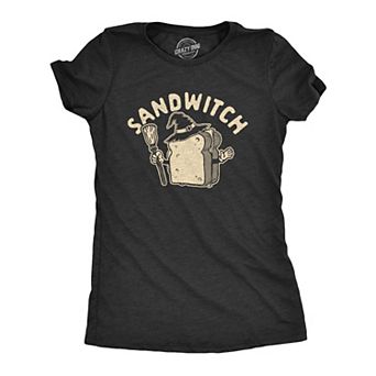 Womens Sandwitch T Shirt Funny Halloween Sandwich Witch Novelty Graphic Tee