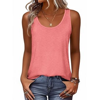 Zeagoo Women's Loose Fit Flowy Round Neck Sleeveless Long Tank Tops Summer Casual Outfits