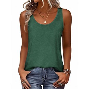 Zeagoo Women's Loose Fit Flowy Round Neck Sleeveless Long Tank Tops Summer Casual Outfits