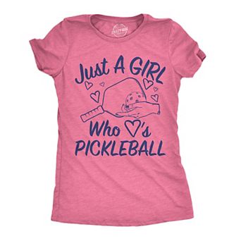 Womens Funny T Shirts Just A Girl Who Loves Pickleball Sarcastic Graphic Novelty Tee for Ladies